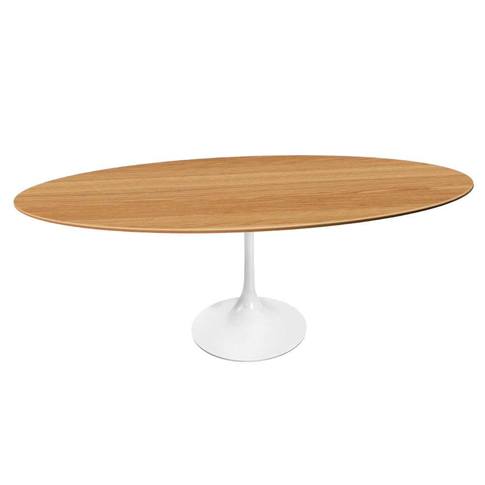 Mesa de Comedor Tulip Oval Madera Base Blanca